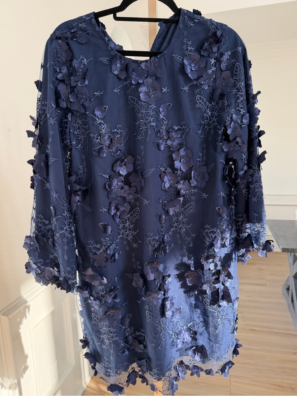 Mestiza New York Flora 3D Floral Mini Dress | Navy | Size Small